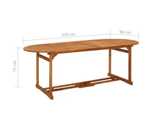 11-Daļīgs Dārza Mēbeļu Komplekts 220X90X75Cm Akācijas Masīvkoks Vidaxl