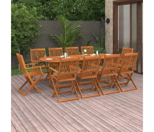 11-Daļīgs Dārza Mēbeļu Komplekts 220X90X75Cm Akācijas Masīvkoks Vidaxl