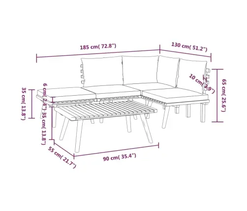 5-Daļīgs Dārza Atpūtas Mēbeļu Komplekts Ar Matračiem, Akācija Vidaxl