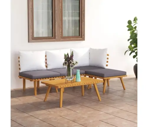 5-Daļīgs Dārza Atpūtas Mēbeļu Komplekts Ar Matračiem, Akācija Vidaxl