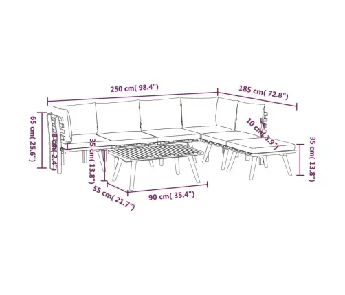 7-Daļīgs Dārza Atpūtas Mēbeļu Komplekts Ar Matračiem, Akācija Vidaxl