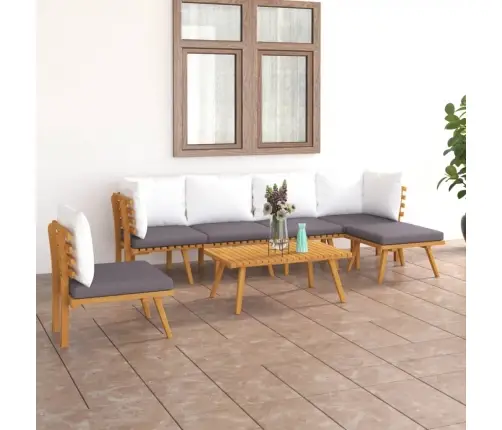 7-Daļīgs Dārza Atpūtas Mēbeļu Komplekts Ar Matračiem, Akācija Vidaxl