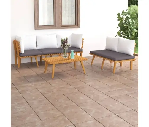 5-Daļīgs Dārza Atpūtas Mēbeļu Komplekts Ar Matračiem, Akācija Vidaxl