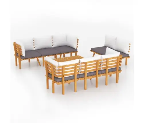 8-Daļīgs Dārza Atpūtas Mēbeļu Komplekts Ar Matračiem, Akācija Vidaxl