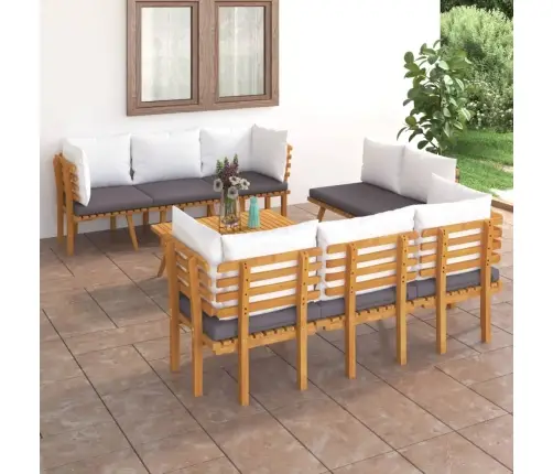 8-Daļīgs Dārza Atpūtas Mēbeļu Komplekts Ar Matračiem, Akācija Vidaxl