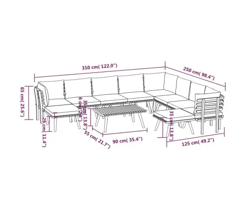 11-Osaline Aiadiivanikomplekt Patjadega, Akaatsiapuit
