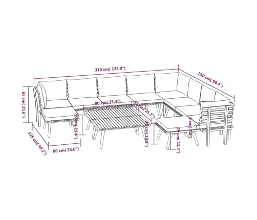 12-Osaline Aiadiivanikomplekt Patjadega, Akaatsiapuit