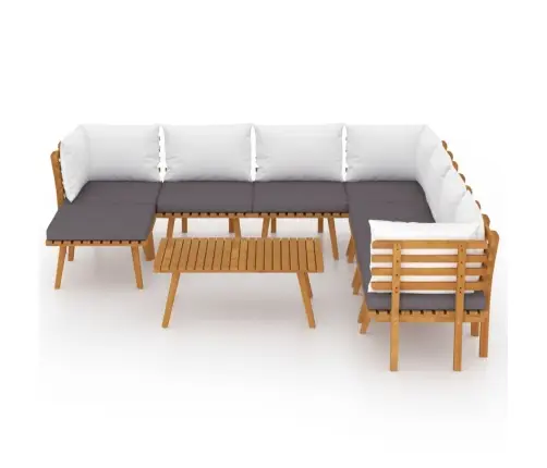 Sodo Baldų Komplektas Su Pagalvėmis, 9 Dalių, Akacijos Masyvas