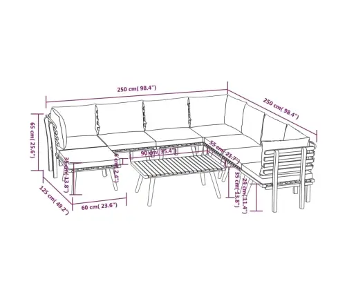 Sodo Baldų Komplektas Su Pagalvėmis, 9 Dalių, Akacijos Masyvas