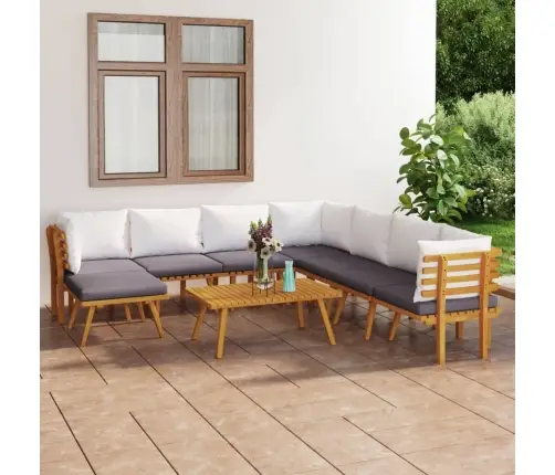 Sodo Baldų Komplektas Su Pagalvėmis, 9 Dalių, Akacijos Masyvas