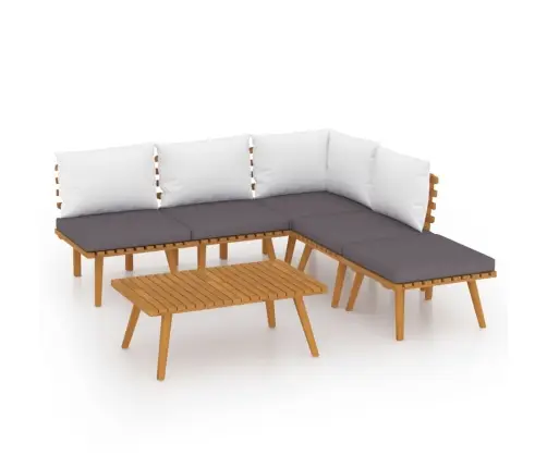 6-Daļīgs Dārza Atpūtas Mēbeļu Komplekts Ar Matračiem, Akācija Vidaxl