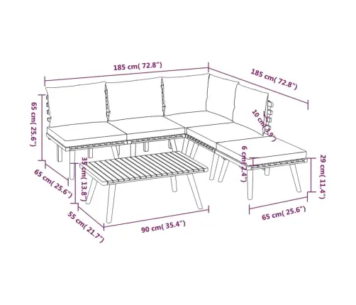 6-Daļīgs Dārza Atpūtas Mēbeļu Komplekts Ar Matračiem, Akācija Vidaxl