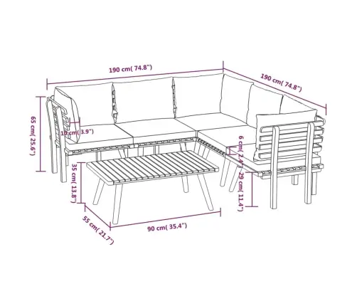 6-Daļīgs Dārza Atpūtas Mēbeļu Komplekts Ar Matračiem, Akācija Vidaxl