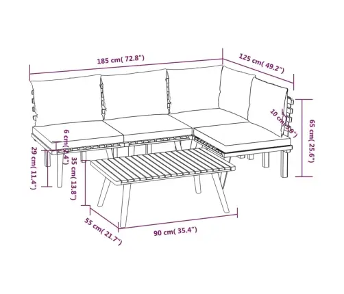 5-Osaline Aiadiivanikomplekt Patjadega, Akaatsiapuit