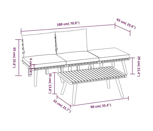 Poilsio Komplektas Su Pagalvėmis, 4 Dalių, Akacijos Masyvas