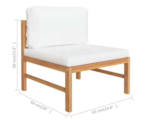 4-Daļīgs Dārza Mēbeļu Komplekts, Krēmkrāsas Spilveni, Tīkkoks Vidaxl