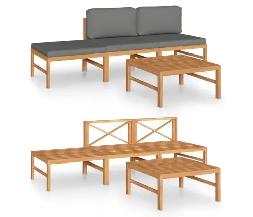 Sodo Komplektas Su Pilkomis Pagalvėlėmis, 4 Dalių, Tikmedis