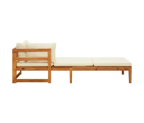 Saulės Gultai Su Kreminiais Baltais Čiužinukais, 2Vnt., Akacija