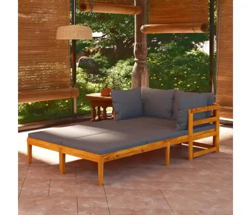 Saulės Gultai Su Pilkais Čiužinukais, 2Vnt., Akacijos Masyvas