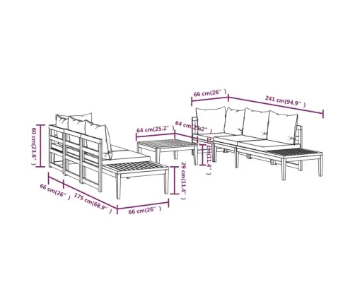 5-Osaline Aiadiivanikomplekt, Tumehallid Padjad, Akaatsiapuit