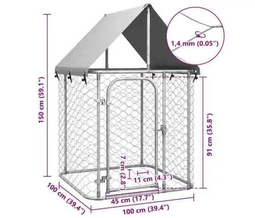 Katusega Koeraaed, 100 X 100 X 150 Cm