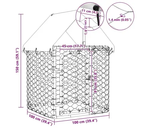 Katusega Koeraaed, 100 X 100 X 150 Cm