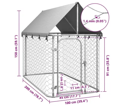 Katusega Koeraaed, 200 X 100 X 150 Cm
