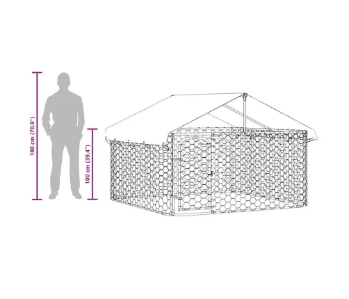 Lauko Voljeras Šunims Su Stogu, 200X200X150Cm
