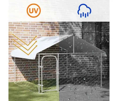 Lauko Voljeras Šunims Su Stogu, 200X200X150Cm