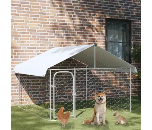 Lauko Voljeras Šunims Su Stogu, 200X200X150Cm