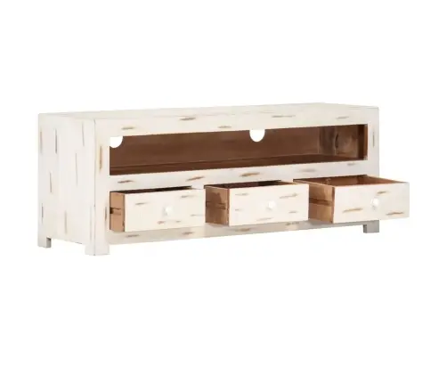 Televizoriaus Spintelė, Balta, 110X30X40cm Akacijos Masyvas