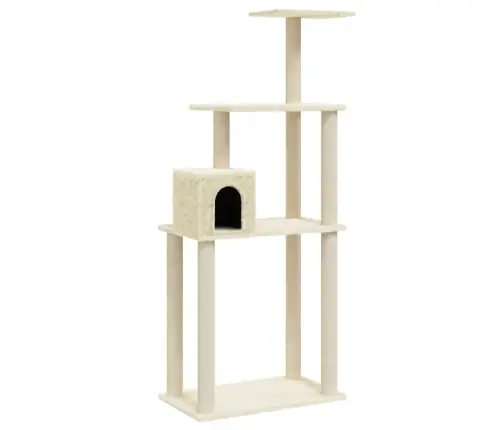 Kaķu Māja Ar Sizala Stabiem Nagu Asināšanai, 147 Cm, Krēmkrāsas Vidaxl