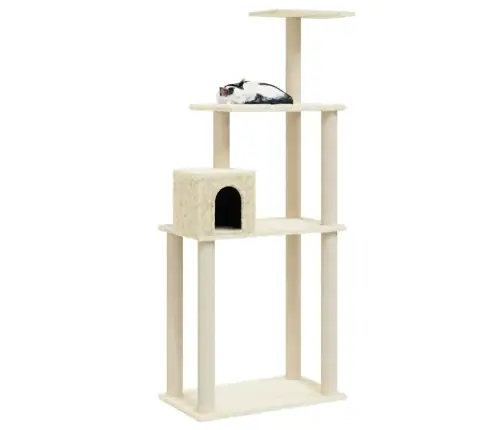Kaķu Māja Ar Sizala Stabiem Nagu Asināšanai, 147 Cm, Krēmkrāsas Vidaxl