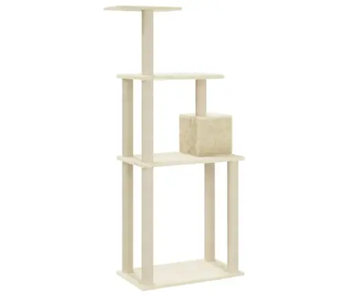 Kaķu Māja Ar Sizala Stabiem Nagu Asināšanai, 147 Cm, Krēmkrāsas Vidaxl