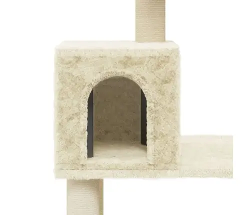 Kaķu Māja Ar Sizala Stabiem Nagu Asināšanai, 147 Cm, Krēmkrāsas Vidaxl