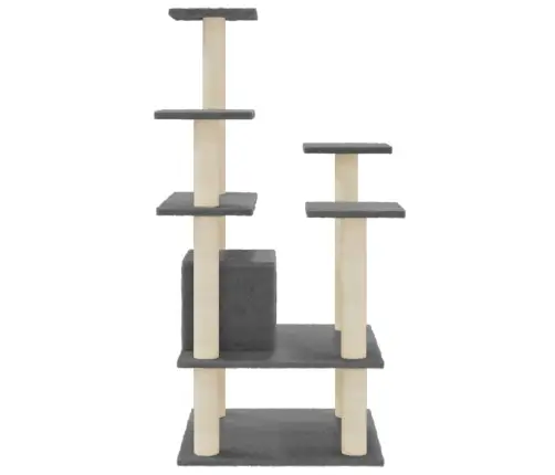 Kaķu Māja Ar Sizala Stabiem Nagu Asināšanai, 110 Cm, Pelēka Vidaxl