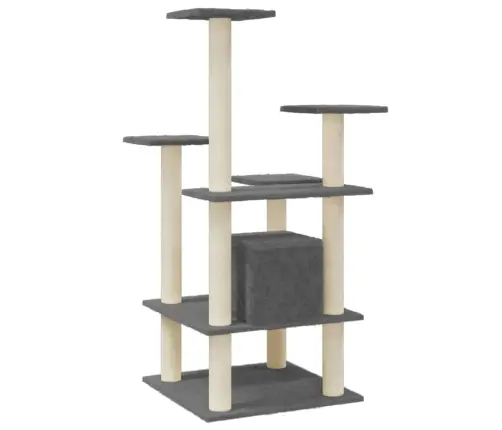 Kaķu Māja Ar Sizala Stabiem Nagu Asināšanai, 110 Cm, Pelēka Vidaxl