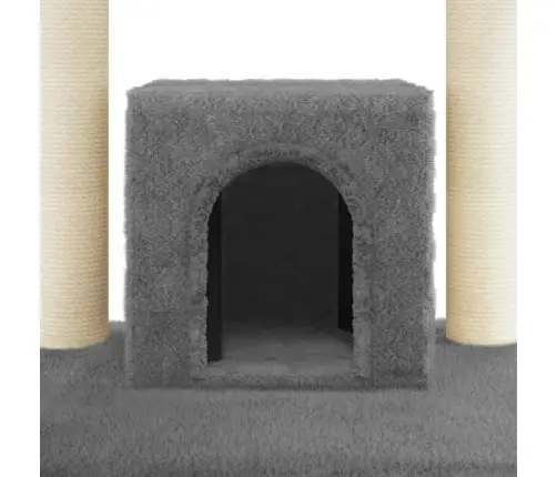 Kaķu Māja Ar Sizala Stabiem Nagu Asināšanai, 110 Cm, Pelēka Vidaxl