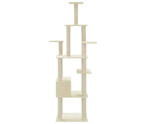 Kaķu Māja Ar Sizala Stabiem Nagu Asināšanai, 183 Cm, Krēmkrāsas Vidaxl
