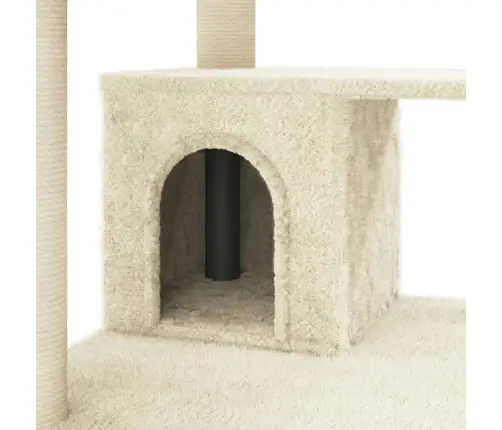 Kaķu Māja Ar Sizala Stabiem Nagu Asināšanai, 183 Cm, Krēmkrāsas Vidaxl