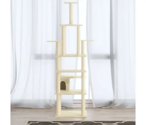Kaķu Māja Ar Sizala Stabiem Nagu Asināšanai, 183 Cm, Krēmkrāsas Vidaxl