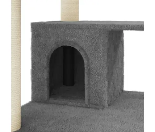 Kaķu Māja Ar Sizala Stabiem Nagu Asināšanai, 183 Cm, Pelēka Vidaxl