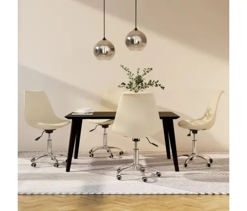 Grozāmi Virtuves Krēsli, 4 Gab., Krēmkrāsas Audums Vidaxl