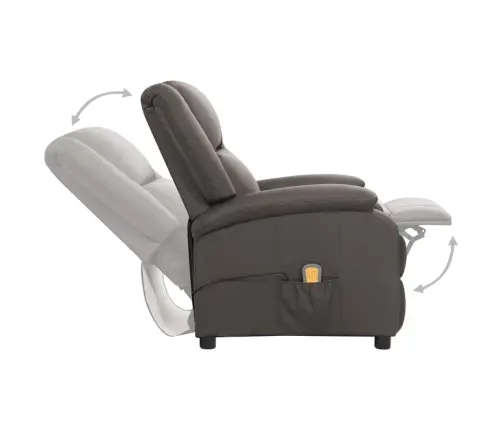 Masažinis Krėslas, Pilkos Spalvos, Tikra Oda