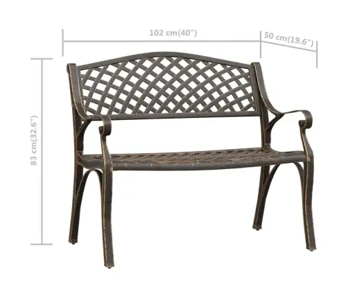 Dārza Sols, 102 Cm, Liets Alumīnijs, Bronzas Krāsa Vidaxl