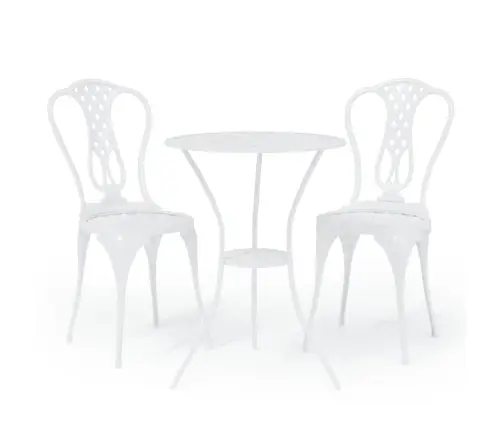 3-Daļīgs Bistro Mēbeļu Komplekts, Liets Alumīnijs, Balts Vidaxl
