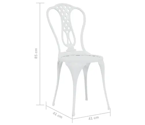 3-Daļīgs Bistro Mēbeļu Komplekts, Liets Alumīnijs, Balts Vidaxl