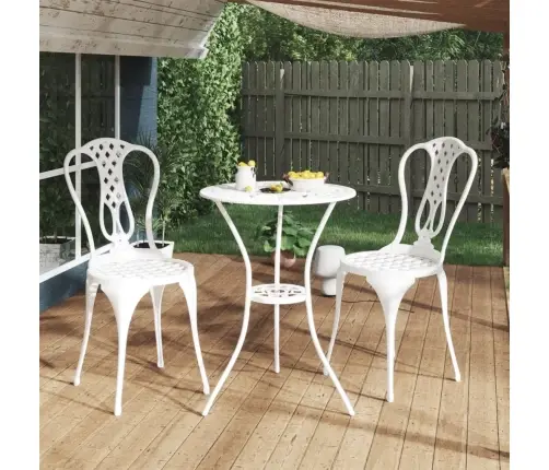 3-Daļīgs Bistro Mēbeļu Komplekts, Liets Alumīnijs, Balts Vidaxl