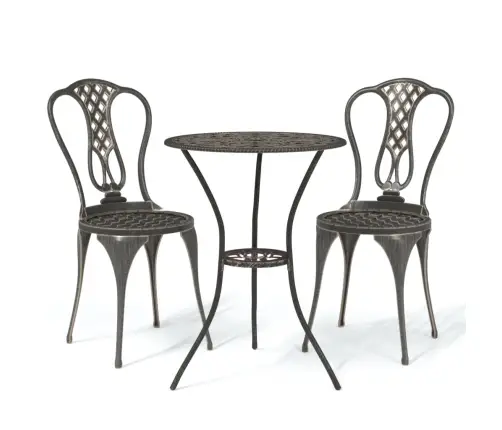 3-Daļīgs Bistro Mēbeļu Komplekts, Liets Alumīnijs, Bronza  Vidaxl