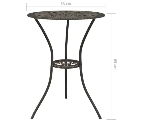 3-Daļīgs Bistro Mēbeļu Komplekts, Liets Alumīnijs, Bronza  Vidaxl